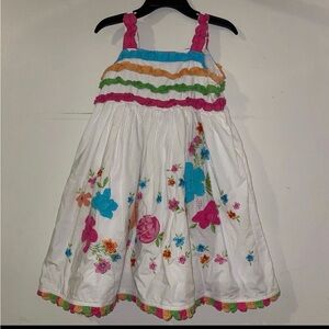 Size 4T Colorful Cotton Kids Floral Embroidered Dress